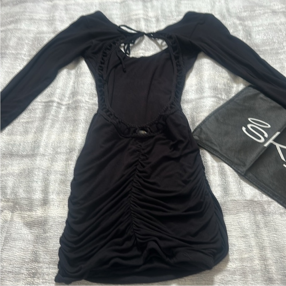 Sky Long Sleeve Black Dress